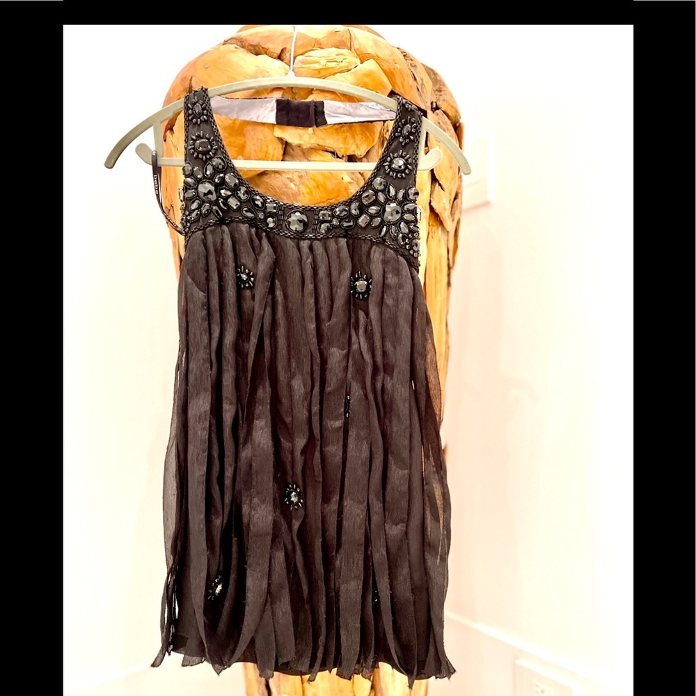 Bebe silk black dress w jewels at the top, XXS